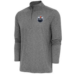 Edmonton Oilers - Antigua Hunk Quarter-Zip Pullover Top Heather Black