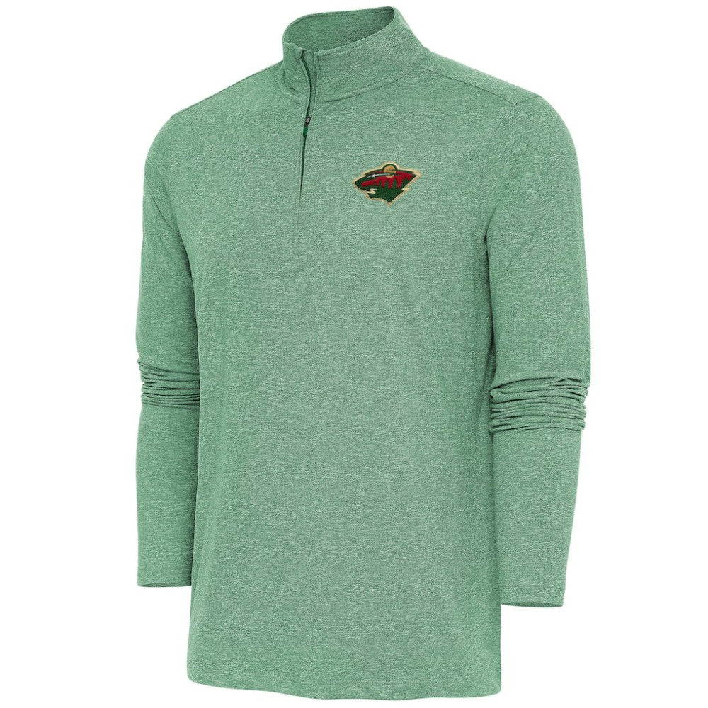 Minnesota Wild - Antigua Hunk Quarter-Zip Pullover Top Heather Hunter Green
