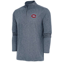 Montreal Canadiens - Antigua Hunk Quarter-Zip Pullover Top Heather Navy