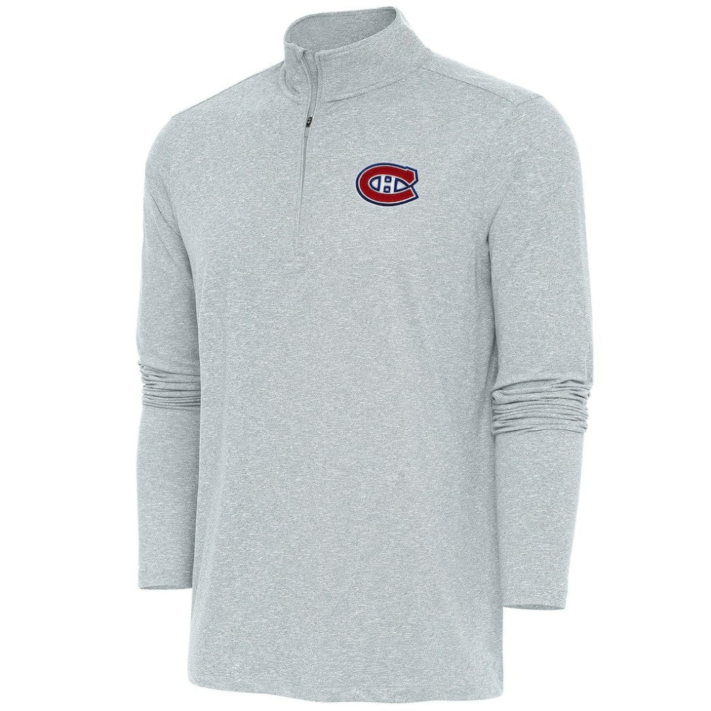Montreal Canadiens - Antigua Hunk Quarter-Zip Pullover Top Heather Gray
