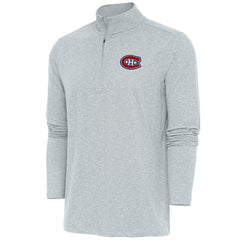 Montreal Canadiens - Antigua Hunk Quarter-Zip Pullover Top Heather Gray