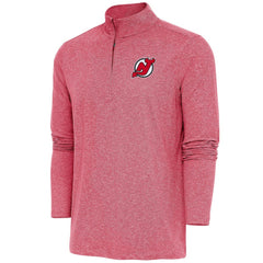 New Jersey Devils - Antigua Hunk Quarter-Zip Pullover Top Heather Red