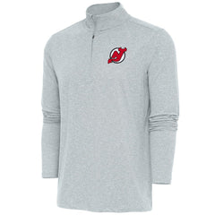 New Jersey Devils - Antigua Hunk Quarter-Zip Pullover Top Heather Gray