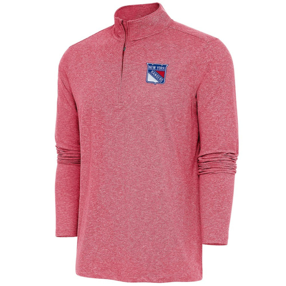 New York Rangers Antigua Hunk Quarter-Zip Pullover Top Heather Red