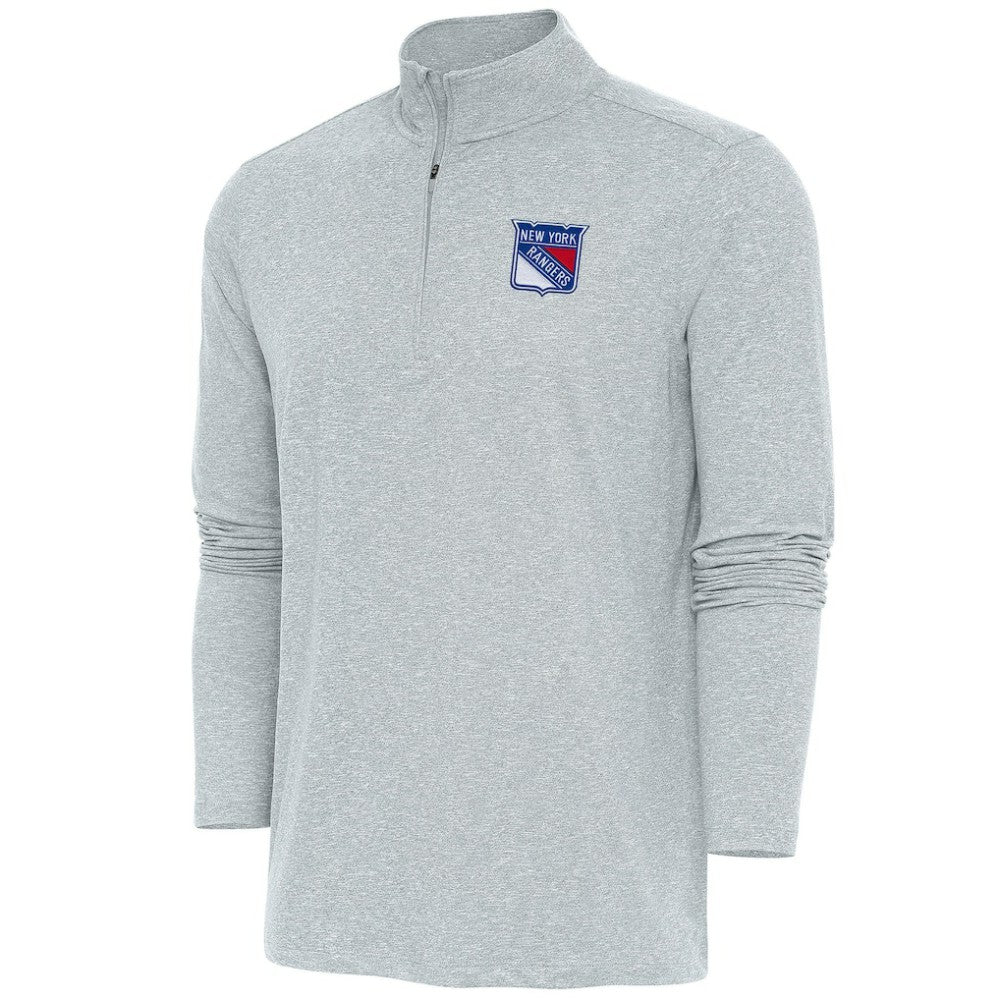 New York Rangers Antigua Hunk Quarter-Zip Pullover Top Heather Gray