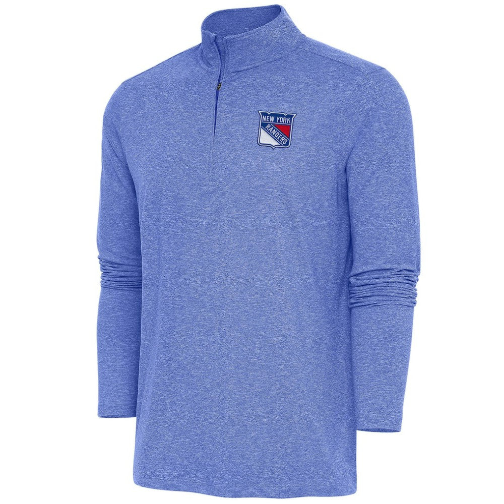 New York Rangers Antigua Hunk Quarter-Zip Pullover Top Heather Royal