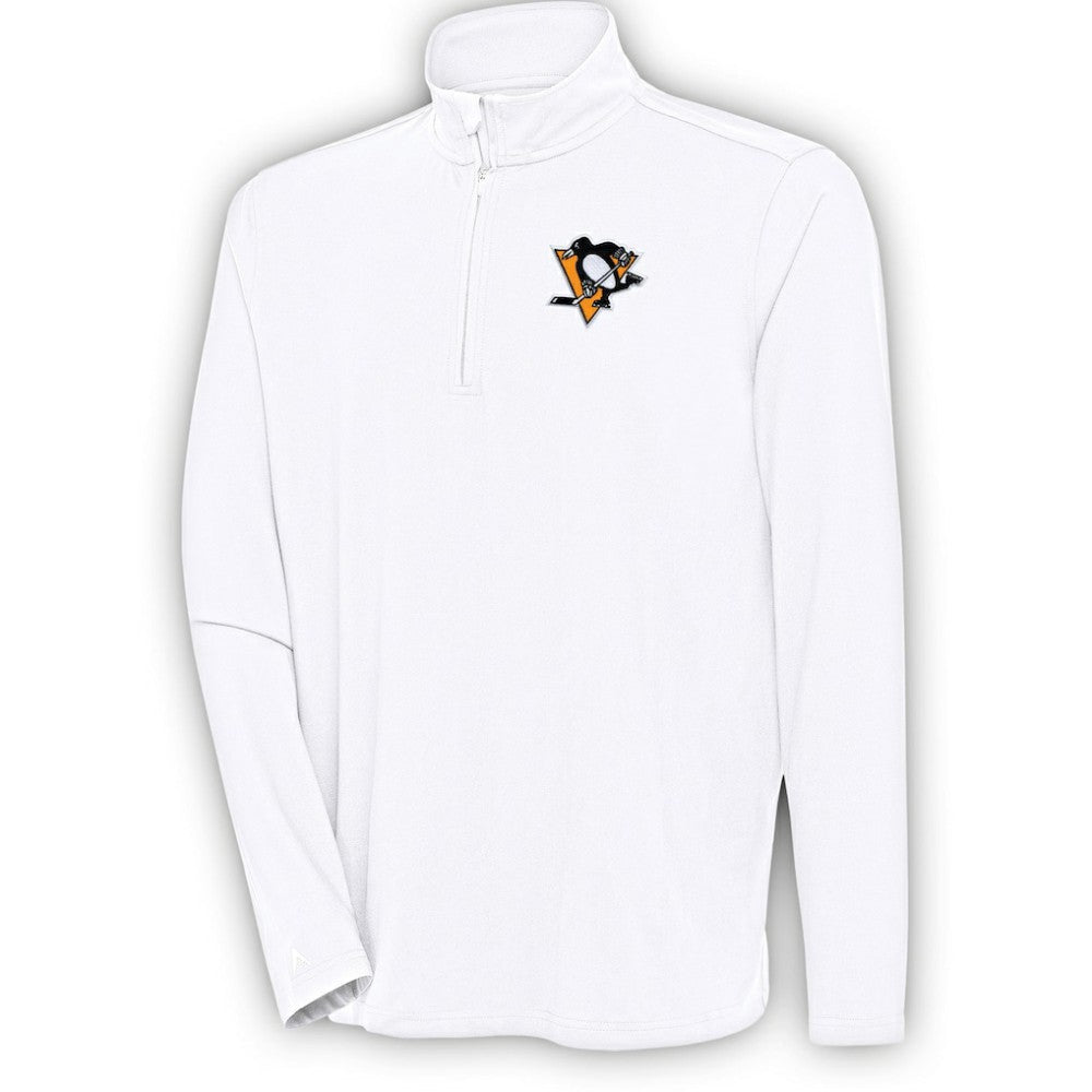 Pittsburgh Penguins Antigua Hunk Quarter-Zip Pullover Top White