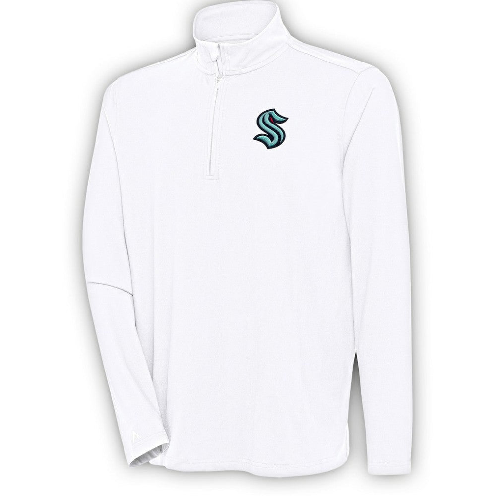 Seattle Kraken Antigua Hunk Quarter-Zip Pullover Top White