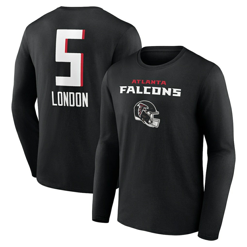 Drake London Atlanta Falcons Team Wordmark Player Name & Number Long Sleeve T-Shirt Black - NFL