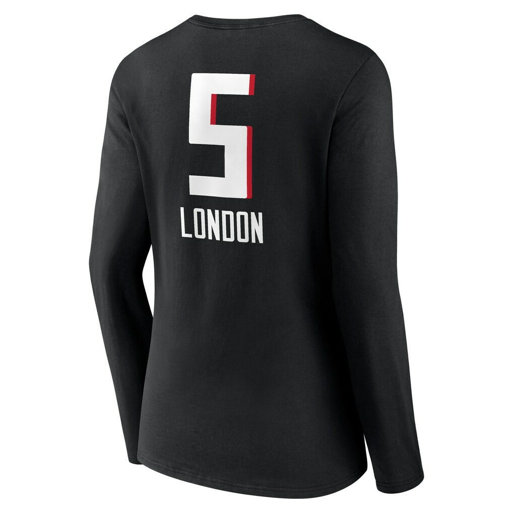 Drake London Atlanta Falcons Women's Team Wordmark Player Name & Number Long Sleeve V-Neck T-Shirt Black - NFL