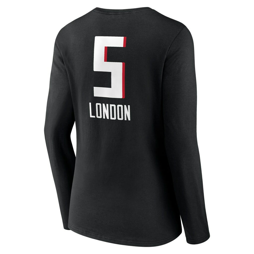 Drake London Atlanta Falcons Women's Team Wordmark Player Name & Number Long Sleeve V-Neck T-Shirt Black - NFL