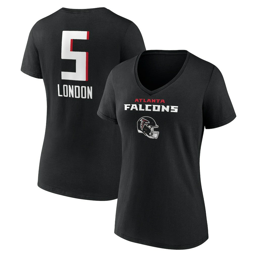 Drake London Atlanta Falcons Women's Team Wordmark Player Name & Number V-Neck T-Shirt Black - NFL