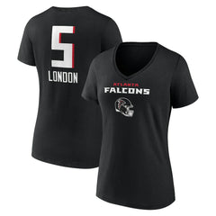 Drake London Atlanta Falcons Women's Team Wordmark Player Name & Number V-Neck T-Shirt Black - NFL