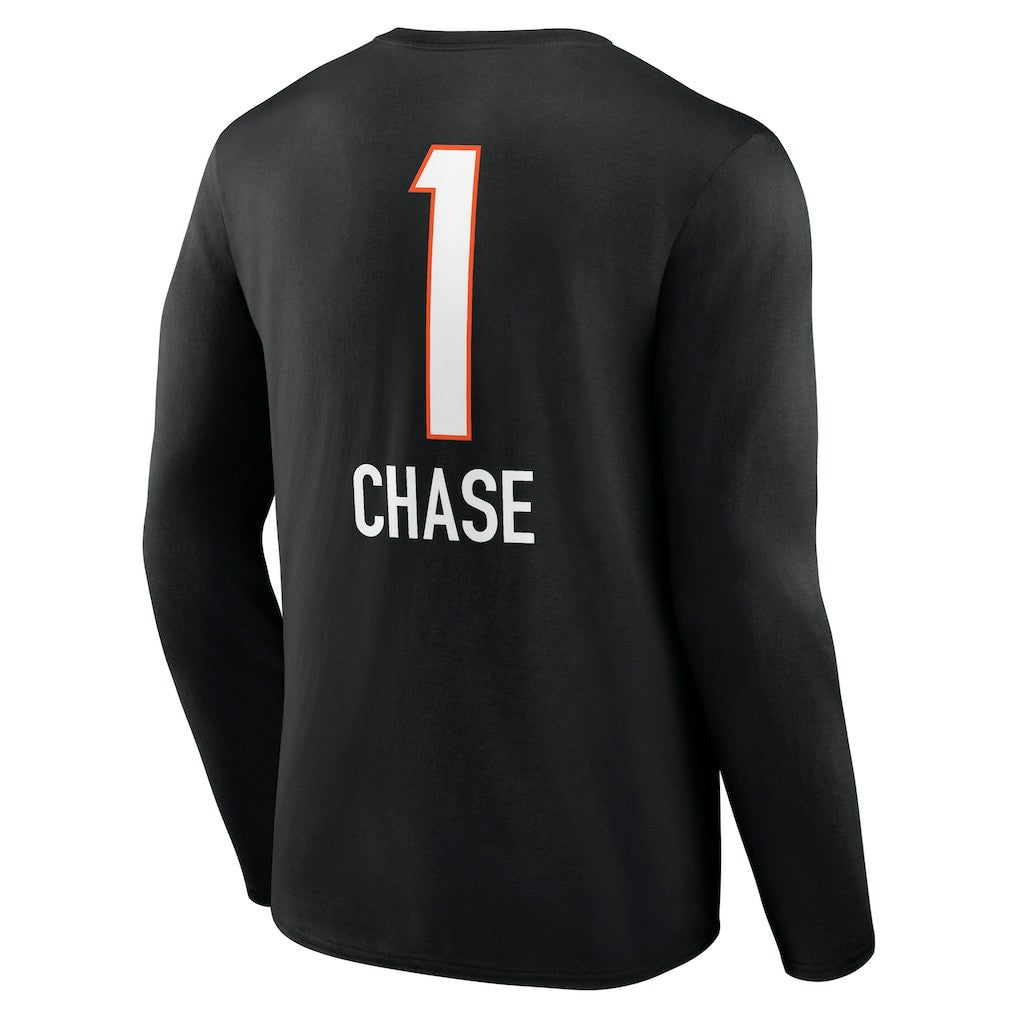 Ja'Marr Chase Cincinnati Bengals Team Wordmark Player Name & Number Long Sleeve T-Shirt Black - NFL