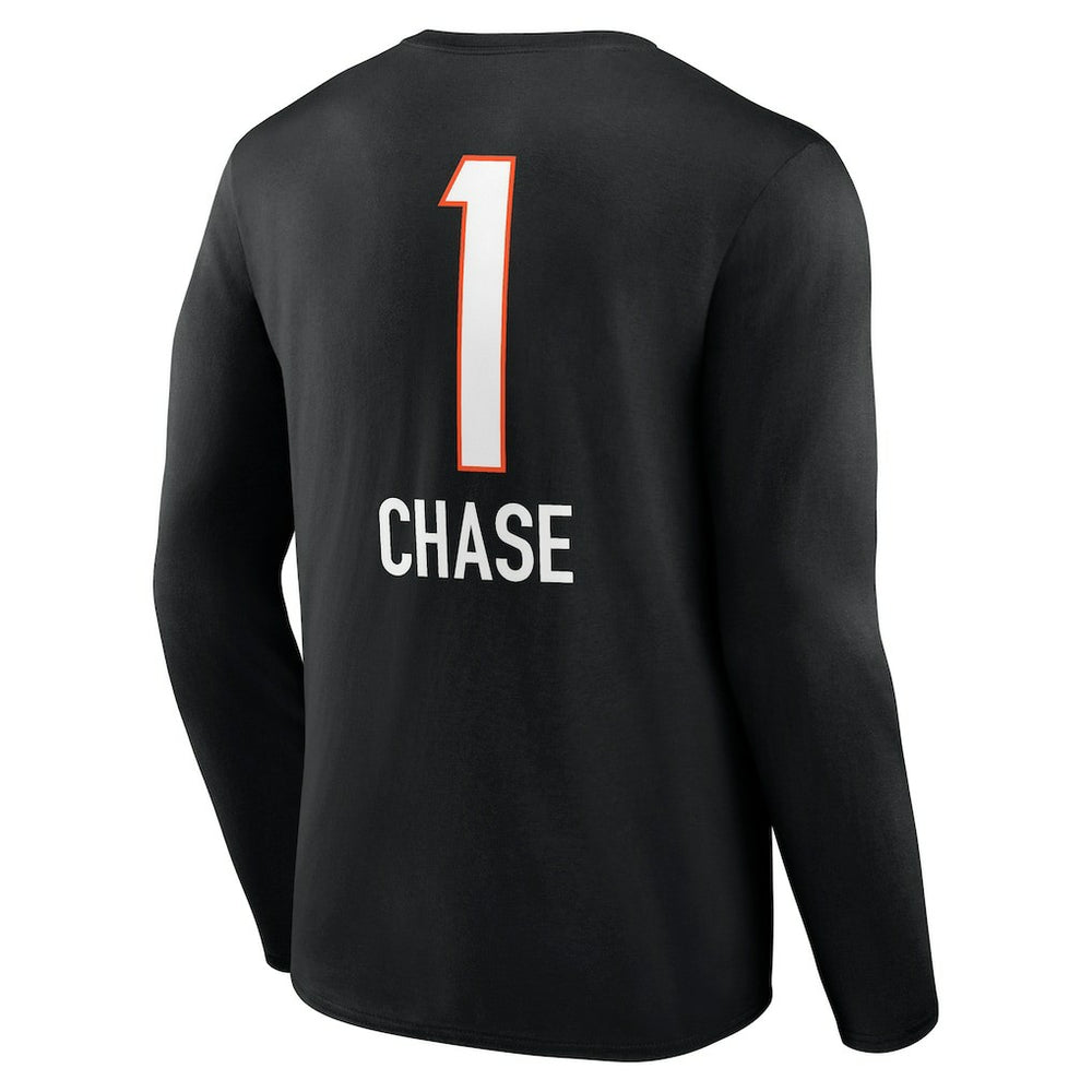 Ja'Marr Chase Cincinnati Bengals Team Wordmark Player Name & Number Long Sleeve T-Shirt Black - NFL