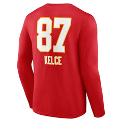 Travis Kelce Kansas City Chiefs Team Wordmark Player Name & Number Long Sleeve T-Shirt Red - NFL