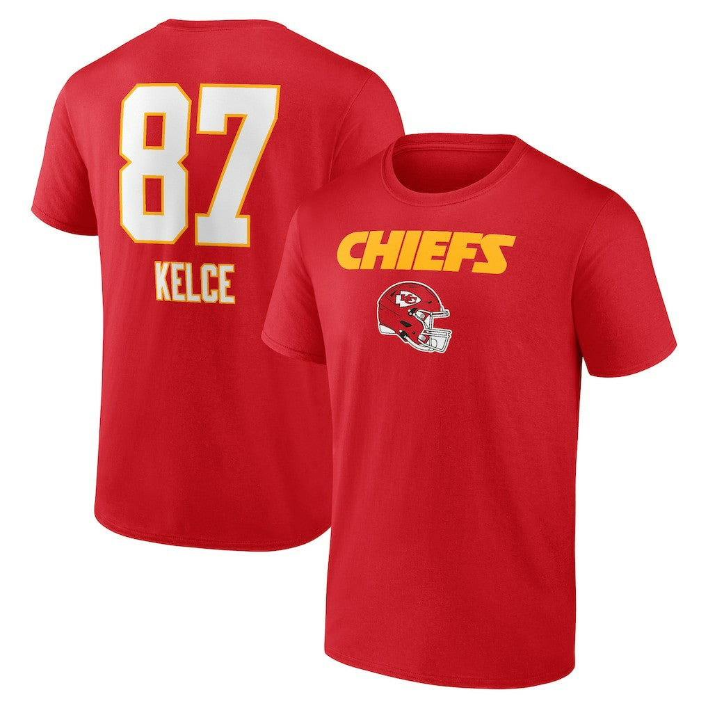 Travis Kelce Kansas City Chiefs Team Wordmark Player Name & Number T-Shirt Red - NFL