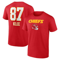 Travis Kelce Kansas City Chiefs Team Wordmark Player Name & Number T-Shirt Red - NFL