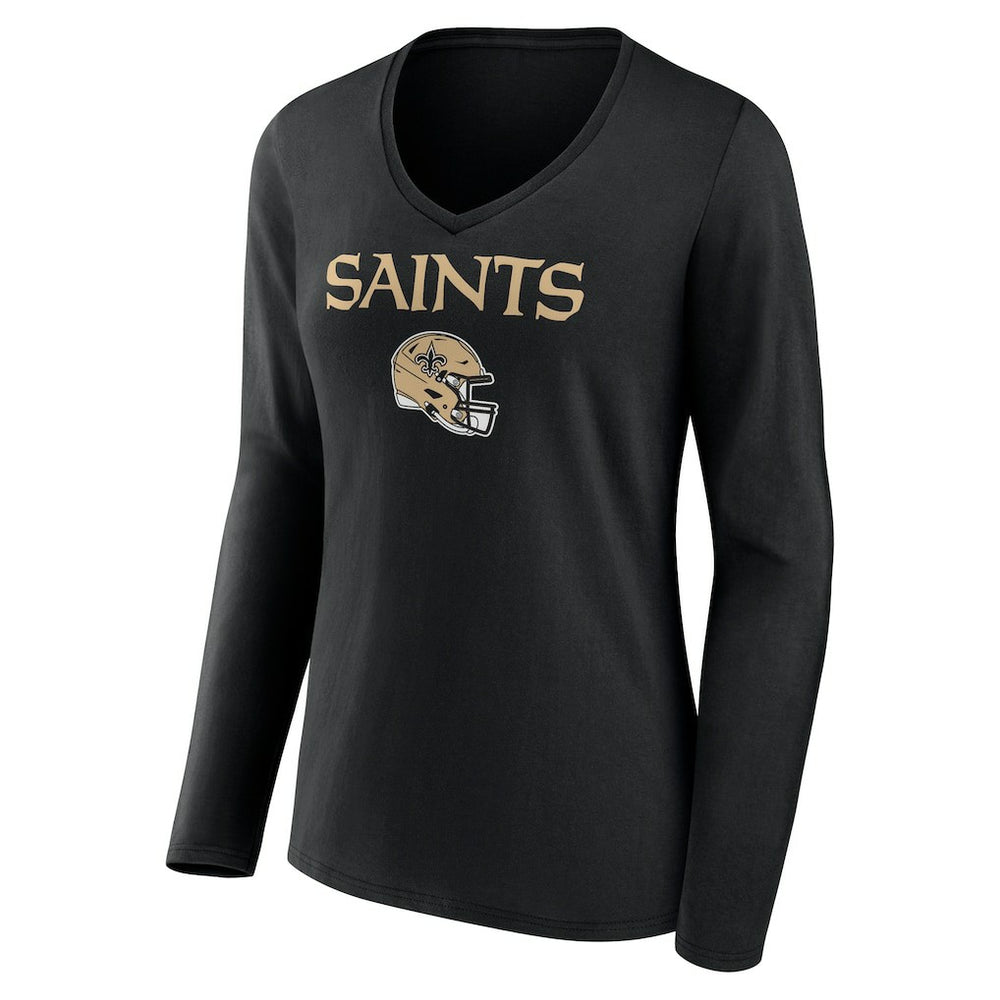 Alvin Kamara New Orleans Saints Women's Team Wordmark Player Name & Number Long Sleeve V-Neck T-Shirt Black - NFL