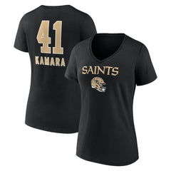 Alvin Kamara New Orleans Saints Women's Team Wordmark Player Name & Number V-Neck T-Shirt Black - NFL