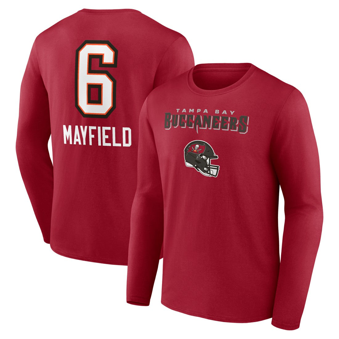 Baker Mayfield Tampa Bay Buccaneers Team Wordmark Player Name & Number Long Sleeve T-Shirt Red - NFL
