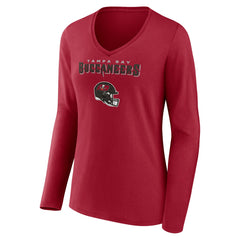 Baker Mayfield Tampa Bay Buccaneers Women's Team Wordmark Player Name & Number Long Sleeve V-Neck T-Shirt Red - NFL