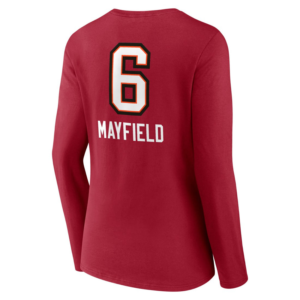 Baker Mayfield Tampa Bay Buccaneers Women's Team Wordmark Player Name & Number Long Sleeve V-Neck T-Shirt Red - NFL