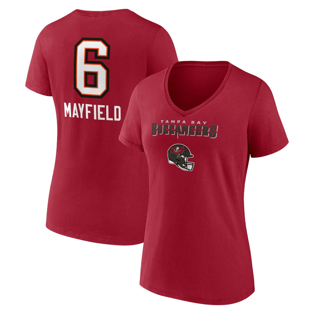 Baker Mayfield Tampa Bay Buccaneers Women's Team Wordmark Player Name & Number V-Neck T-Shirt Red - NFL