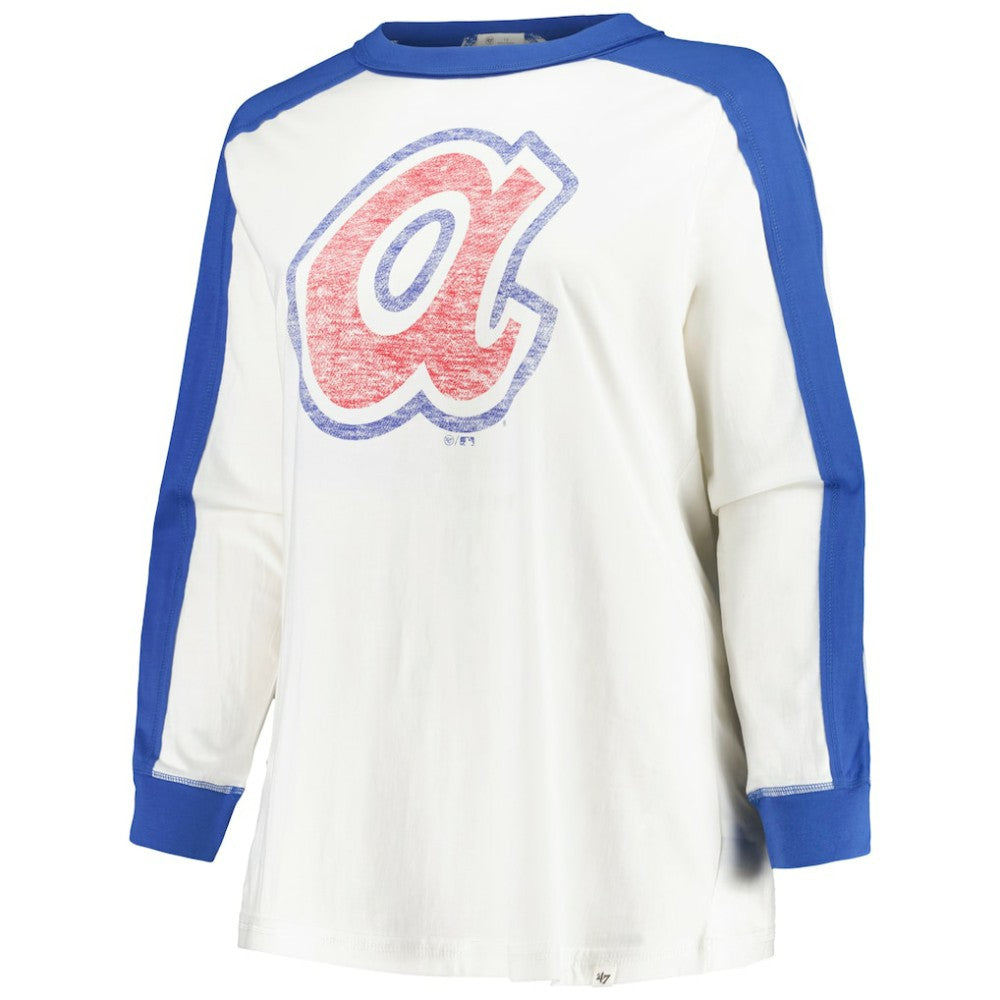 Atlanta Braves '47 Women's Plus Size Caribou Raglan Long Sleeve T-Shirt On Sale