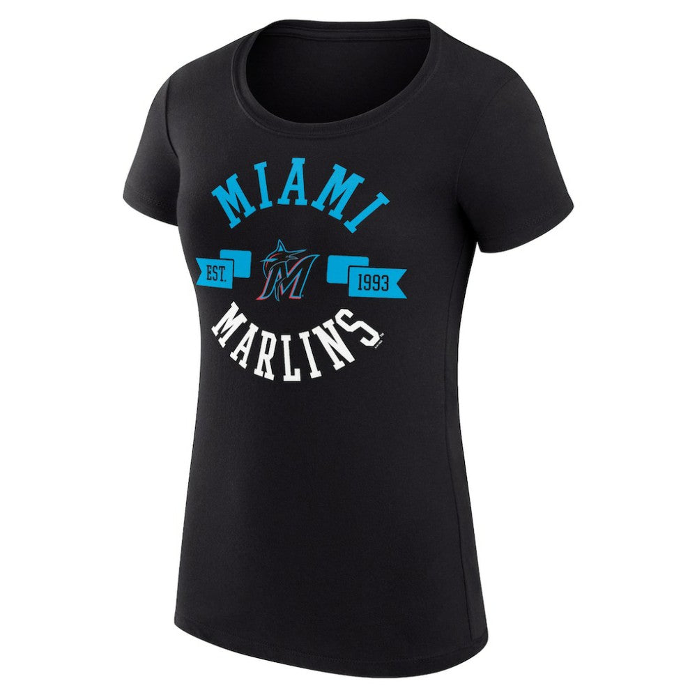 Miami Marlins G-III 4Her by Carl Banks Women's Super-Slim Fit Lightweight City Graphic T-Shirt On Sale