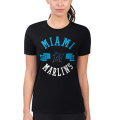 Miami Marlins G-III 4Her by Carl Banks Women's Super-Slim Fit Lightweight City Graphic T-Shirt On Sale
