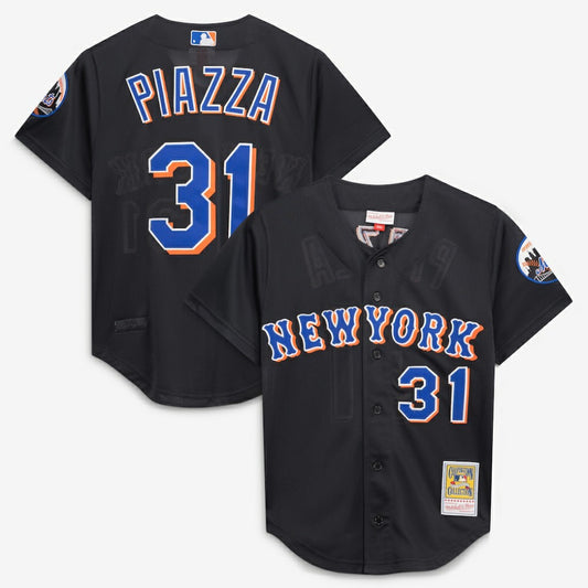 Mike Piazza New York Mets Mitchell & Ness Cooperstown Collection 2000 Batting Practice Jersey - Black | MLB Jerseys