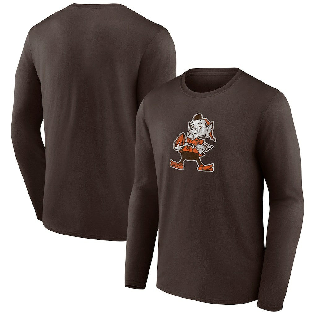Cleveland Browns Throwback Long Sleeve T-Shirt Brown - NFL