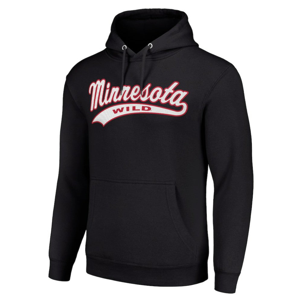 Minnesota Wild - Starter Tailsweep Fleece Tri-Blend Pullover Hoodie Black
