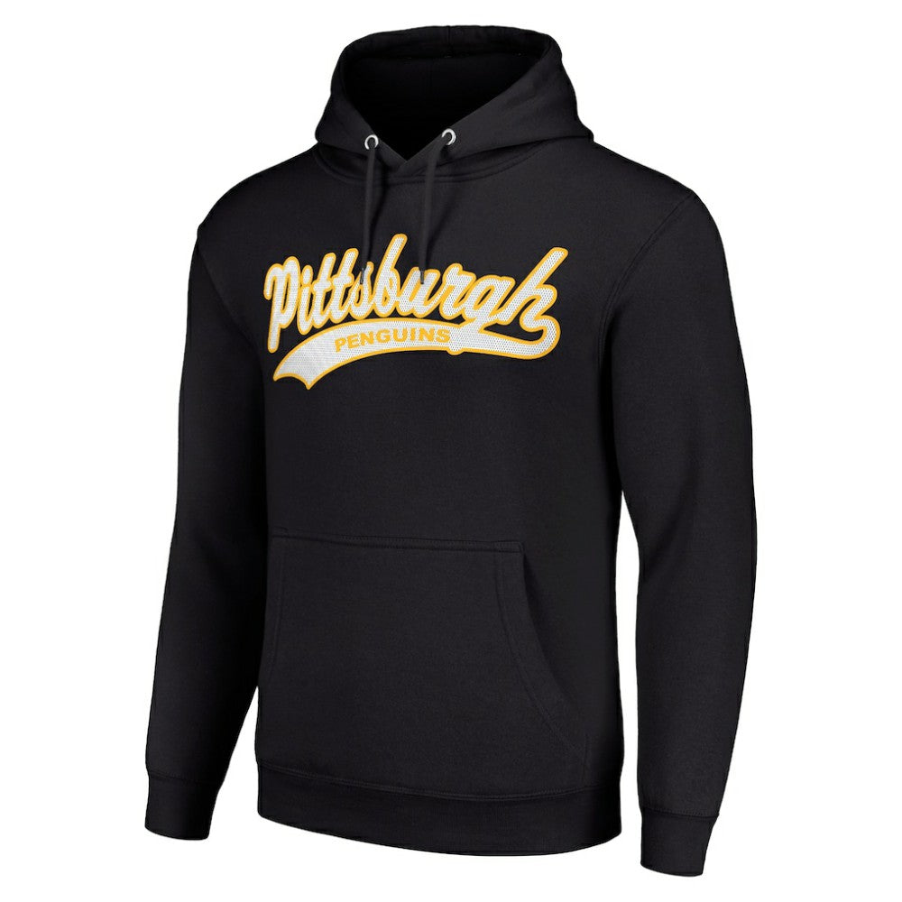 Pittsburgh Penguins Starter Tailsweep Fleece Tri-Blend Pullover Hoodie Black