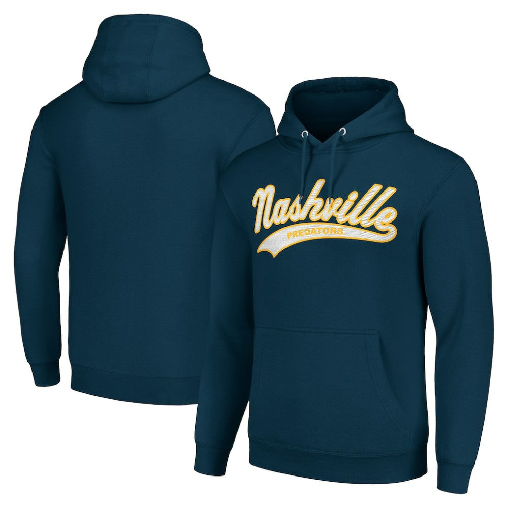 Nashville Predators - Starter Tailsweep Fleece Tri-Blend Pullover Hoodie Navy