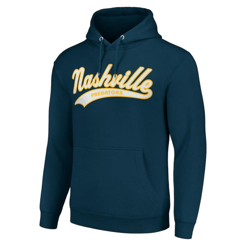 Nashville Predators - Starter Tailsweep Fleece Tri-Blend Pullover Hoodie Navy