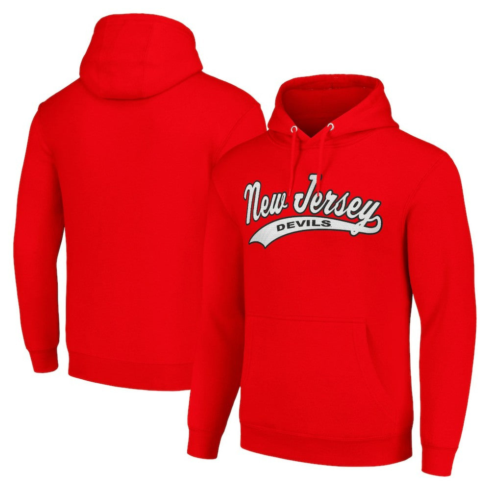 New Jersey Devils - Starter Tailsweep Fleece Tri-Blend Pullover Hoodie Red