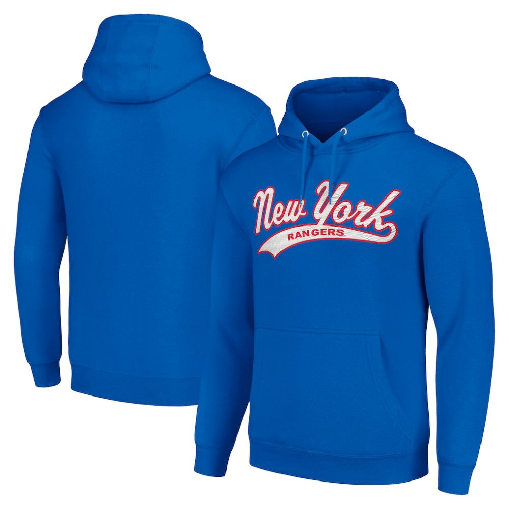New York Rangers Starter Tailsweep Fleece Tri-Blend Pullover Hoodie Blue