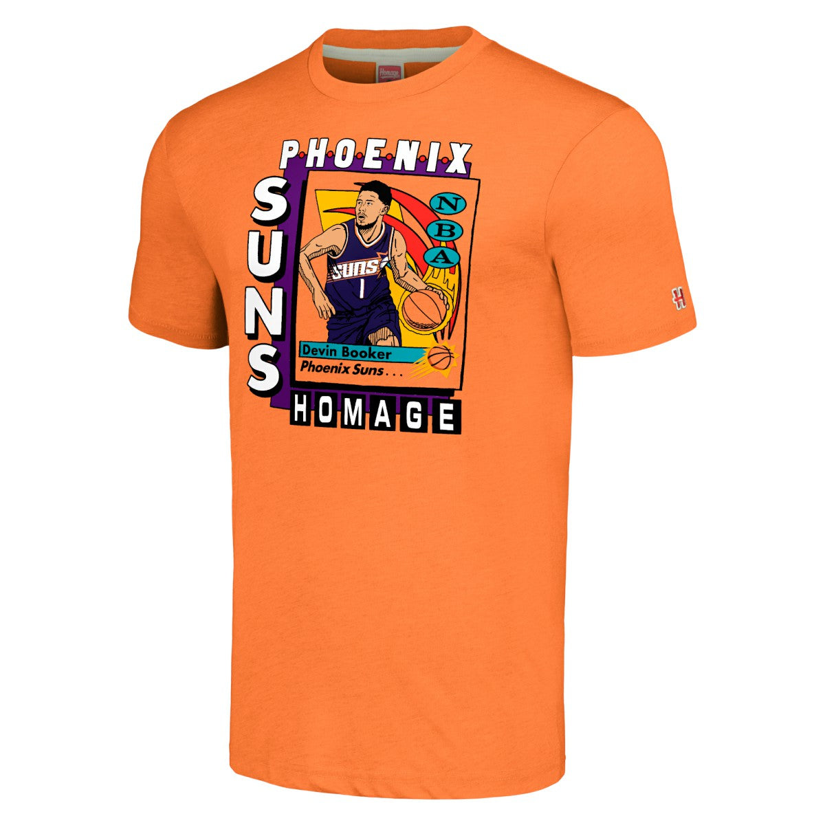 NBA - Devin Booker Phoenix Suns Homage Unisex SkyBox Player Tri-Blend T-Shirt - Orange
