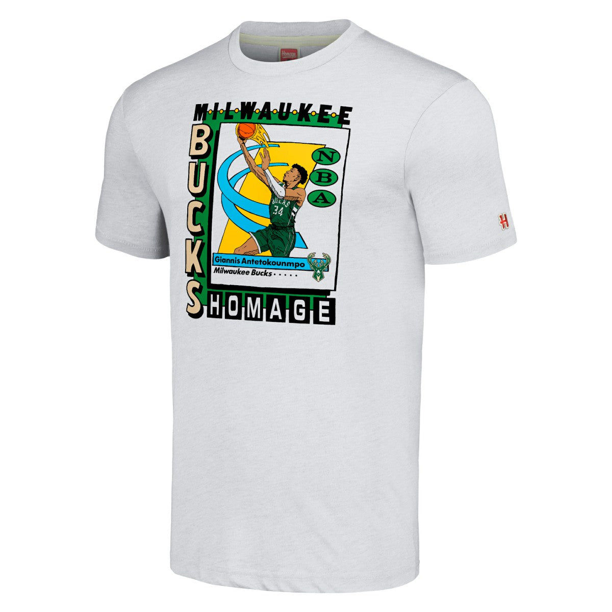 NBA - Giannis Antetokounmpo Milwaukee Bucks Homage Unisex SkyBox Player Tri-Blend T-Shirt - Heather Gray