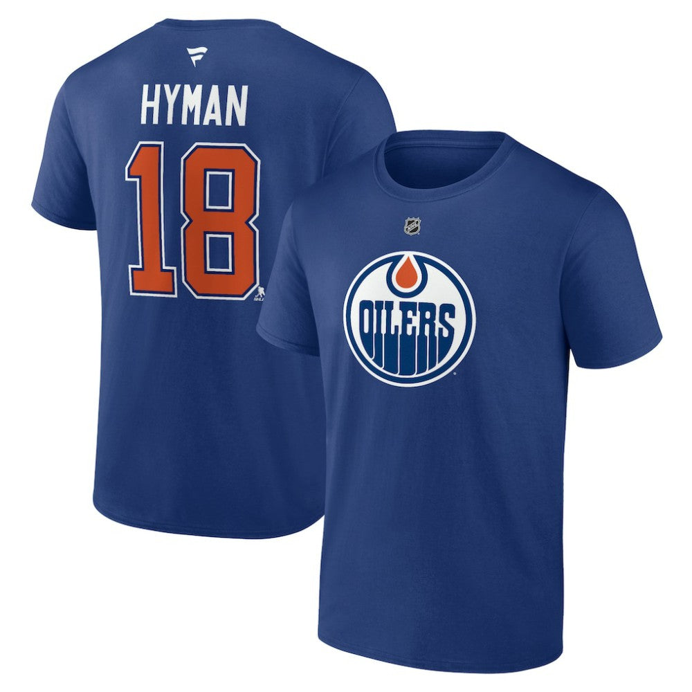 Zach Hyman Edmonton Oilers - Fanatics Authentic Stack Name & Number T-Shirt Blue