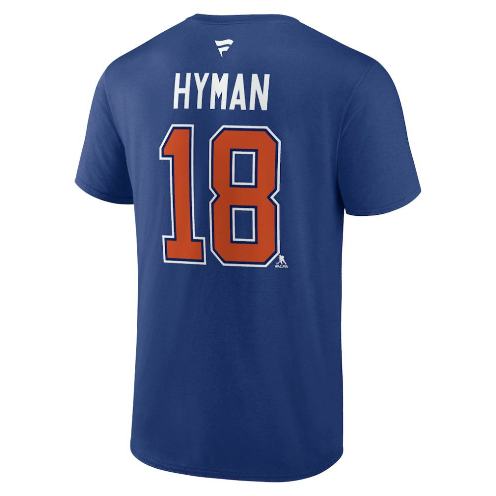 Zach Hyman Edmonton Oilers - Fanatics Authentic Stack Name & Number T-Shirt Blue