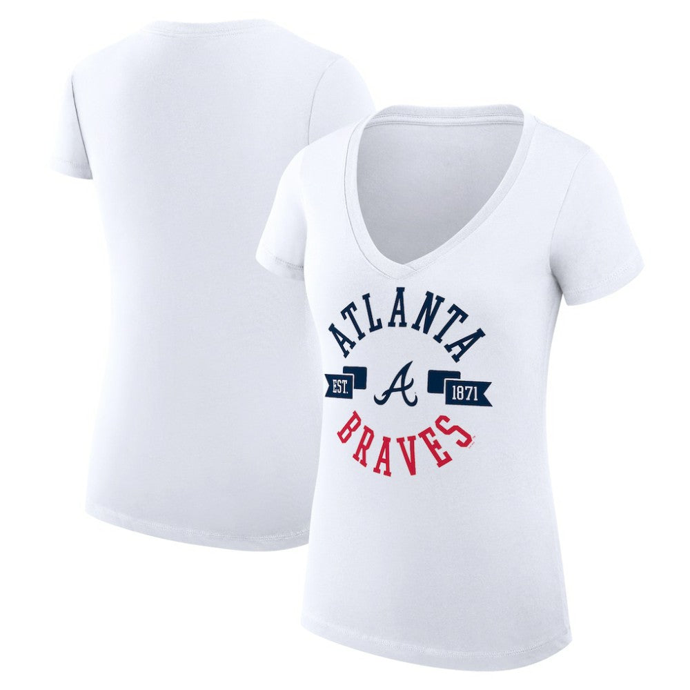Atlanta Braves G-III 4Her by Carl Banks Women's Super-Slim Fit Lightweight City Graphic V-Neck T-Shirt Sale