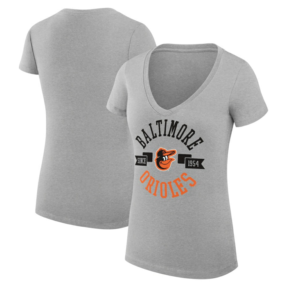 Baltimore Orioles G-III 4Her by Carl Banks Women's Super-Slim Fit Lightweight City Graphic V-Neck T-Shirt Clearance