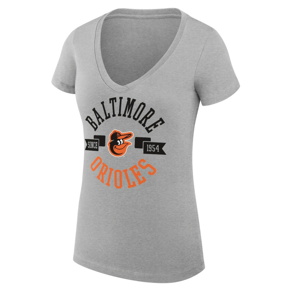 Baltimore Orioles G-III 4Her by Carl Banks Women's Super-Slim Fit Lightweight City Graphic V-Neck T-Shirt Clearance