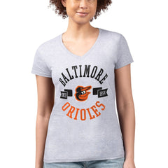 Baltimore Orioles G-III 4Her by Carl Banks Women's Super-Slim Fit Lightweight City Graphic V-Neck T-Shirt Clearance