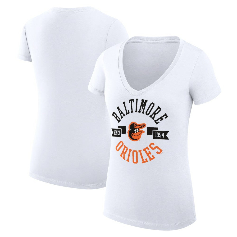 Baltimore Orioles G-III 4Her by Carl Banks Women's Super-Slim Fit Lightweight City Graphic V-Neck T-Shirt Clearance