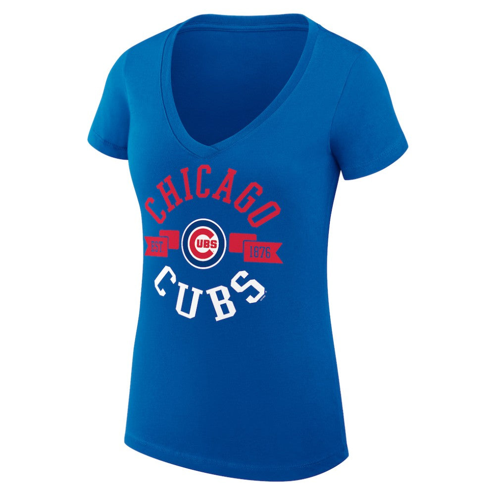 Chicago Cubs G-III 4Her by Carl Banks Women's Super-Slim Fit Lightweight City Graphic V-Neck T-Shirt discount