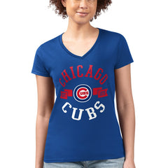 Chicago Cubs G-III 4Her by Carl Banks Women's Super-Slim Fit Lightweight City Graphic V-Neck T-Shirt discount